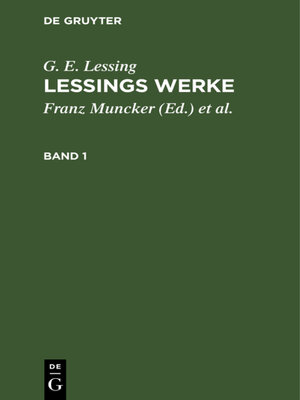 cover image of Lessings Werke, Band 1